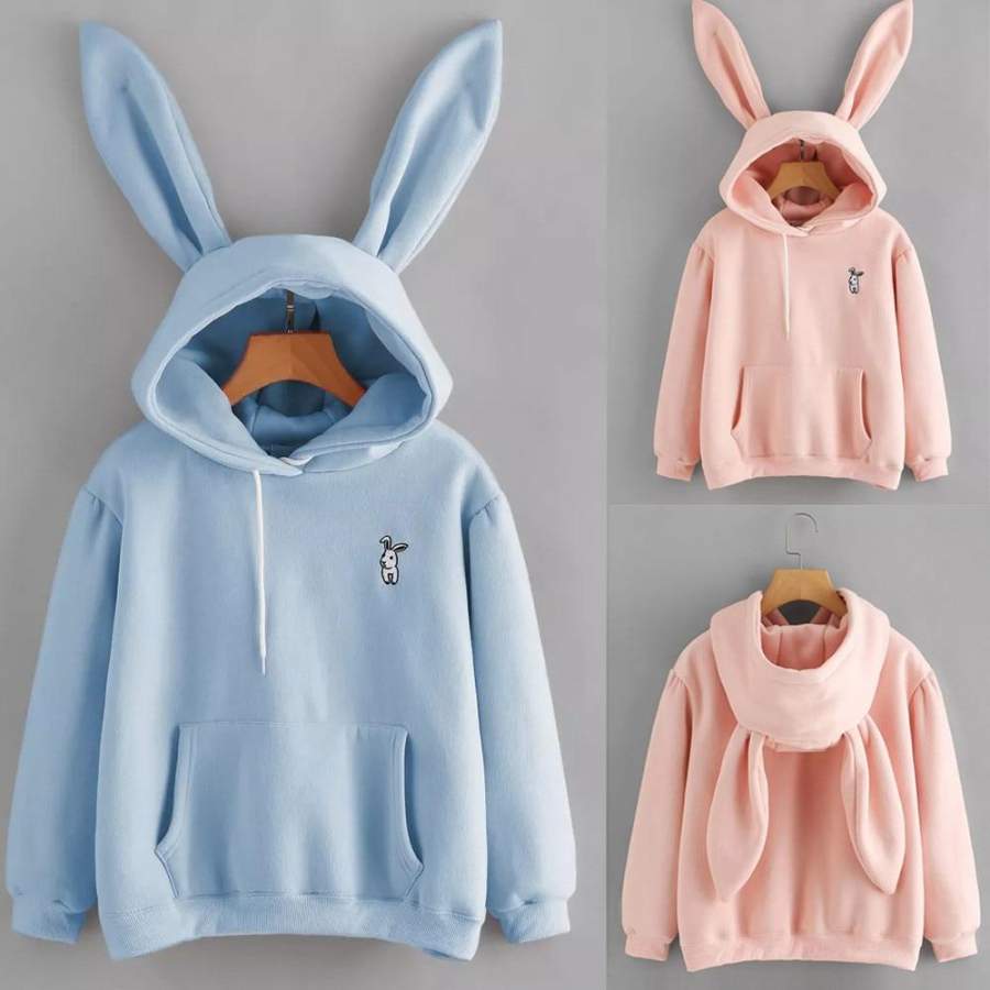 Rabbit Embroidered Hoodie