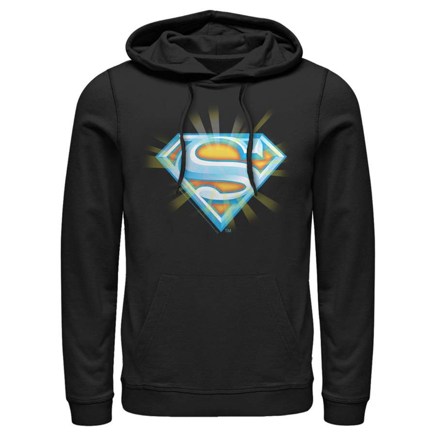 Superman Men’s Glowing Shield Logo  Lightweight Hoodie