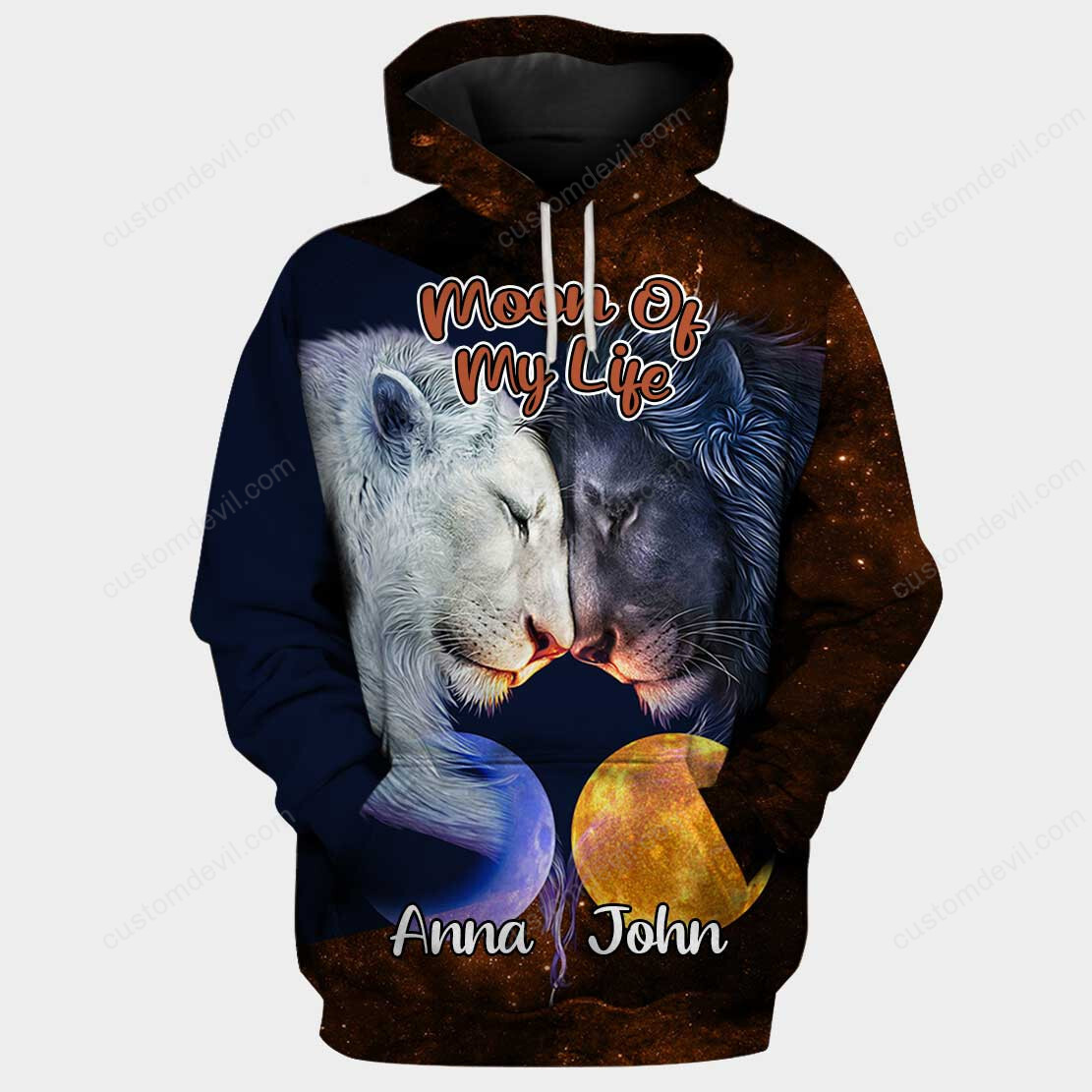 Personalized My Sun And Stars Moon Of My Life Lion Couple Hoodies 3D Full Printing