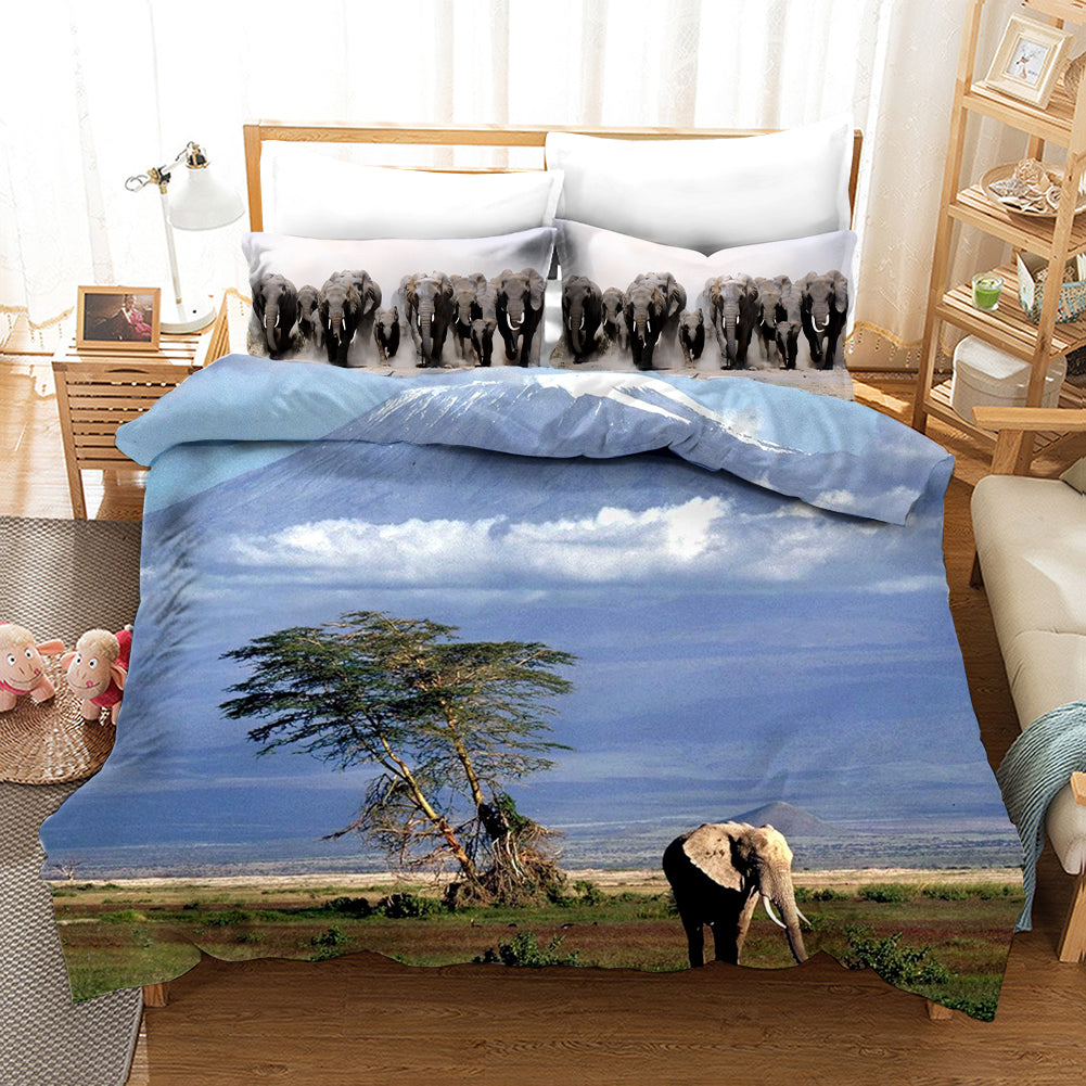 3D Elephant Blue Sky Quilt Cover Set Bedding Set Pillowcases 69