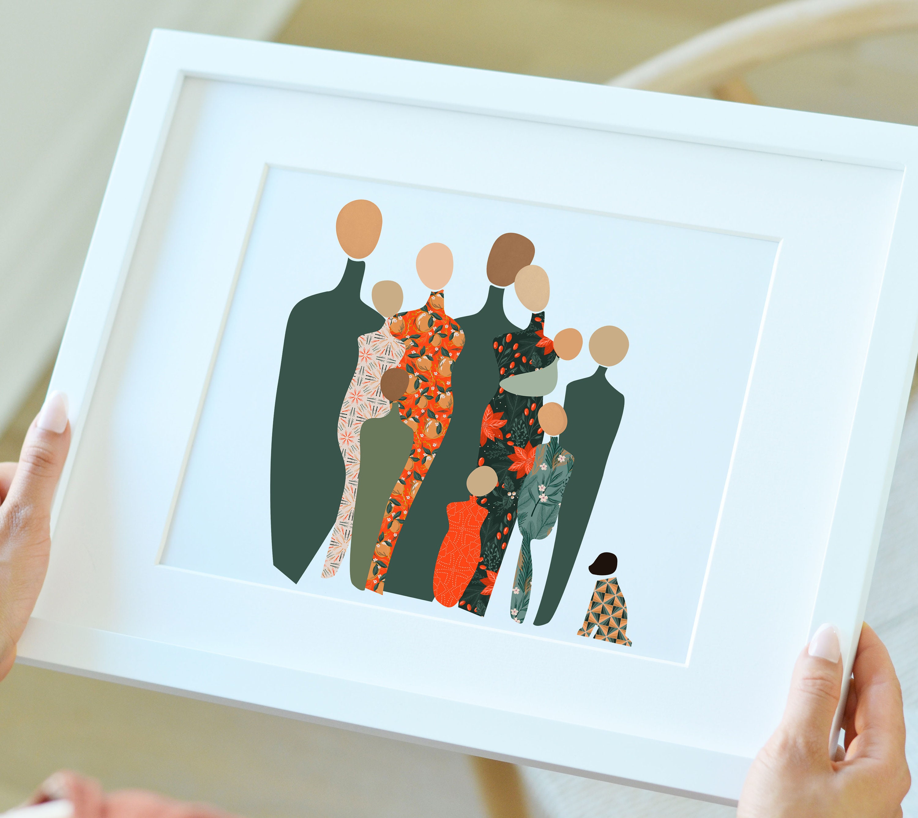 Abstract Family Christmas Gift 2022, Gift Idea For Family, Custom Family And Pets,Family Gift Dog, Personalized Family Print