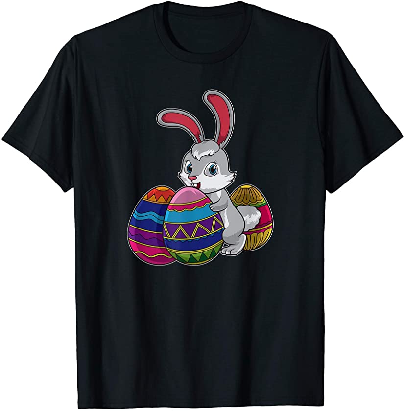 Cute Easter Bunny Plays With Colorful Easter Eggs T-Shirt