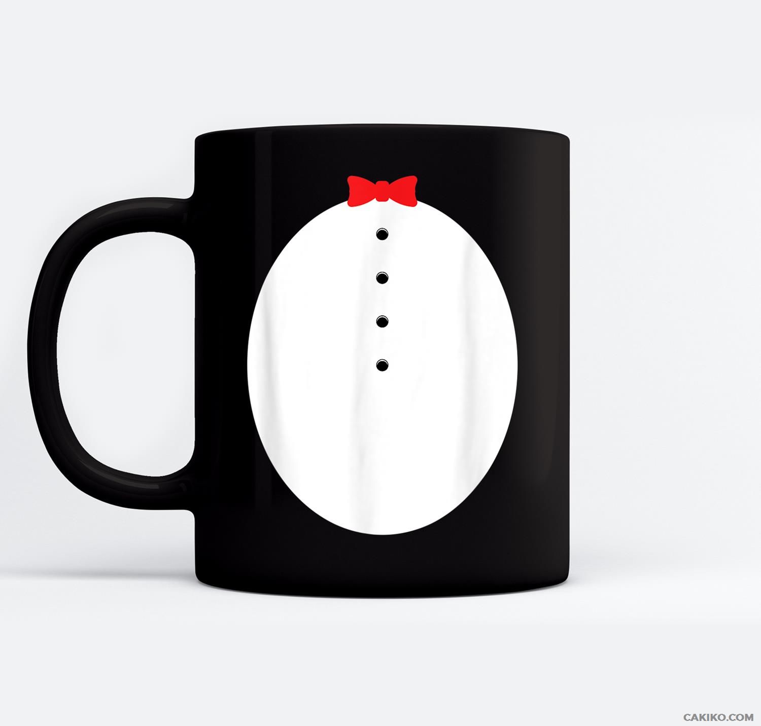 Cute Penguin Wearing Bow Tie Funny Animal Halloween Costume Ceramic Coffee Black Mugs