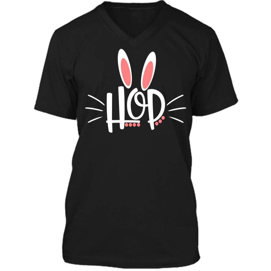 Cute Easter Holiday Shirt with Bunny Rabbit Ears for Kids Mens Printed V-Neck T