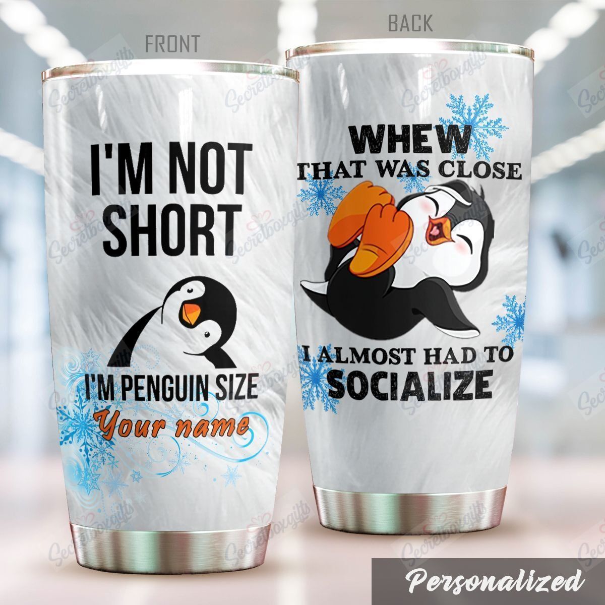 Personalized Super Cute Penguin Nc1410375Cl Stainless Steel Tumbler Travel Customize Name, Text, Number, Image