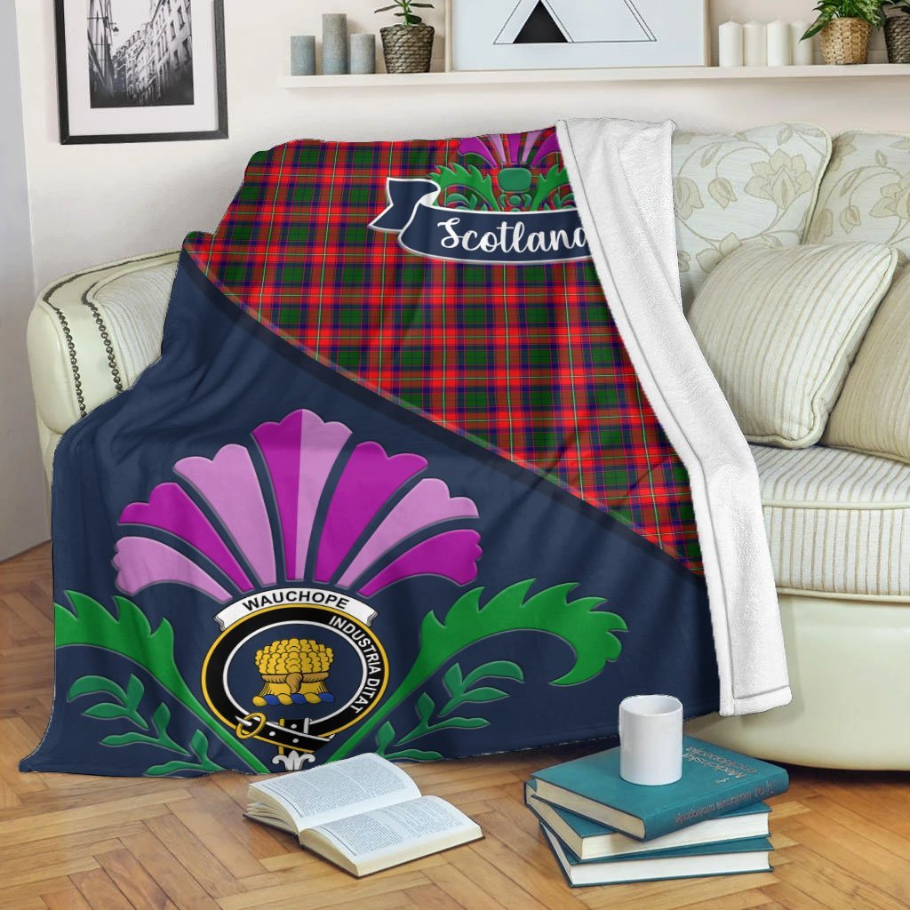 Wauchope (or Waugh) Crest Tartan Blanket Scotland Thistle A30