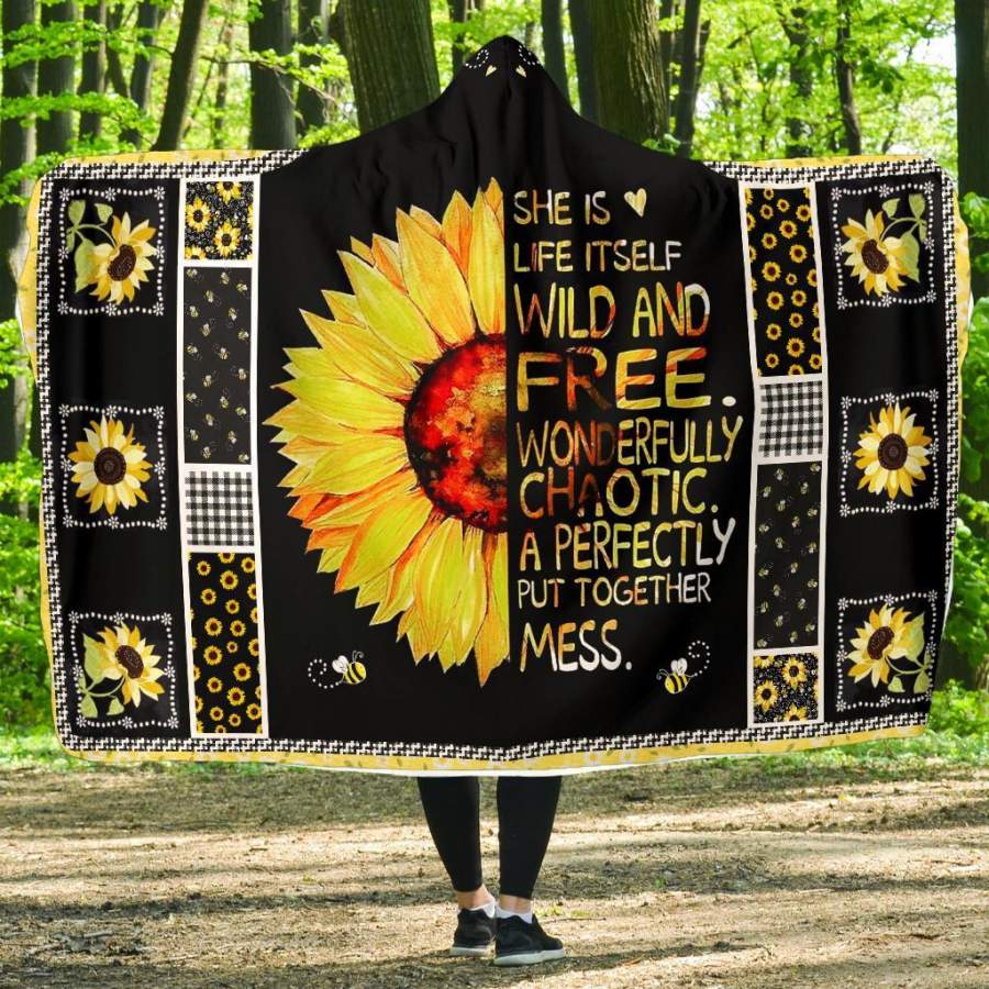 Hooded Blanket Gift For People Wild And Free Wonderfully Chaotic