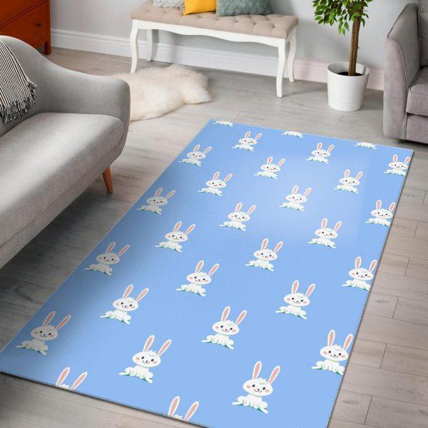 Rabbit Bunny Print Pattern Home Decor Rectangle Area Rug