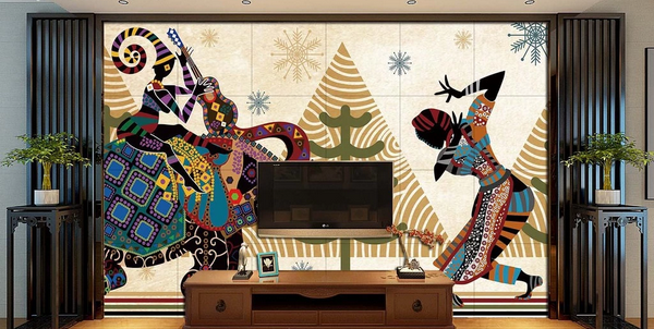 3D Elephant Dance Tree Wall Mural Wallpaper 89