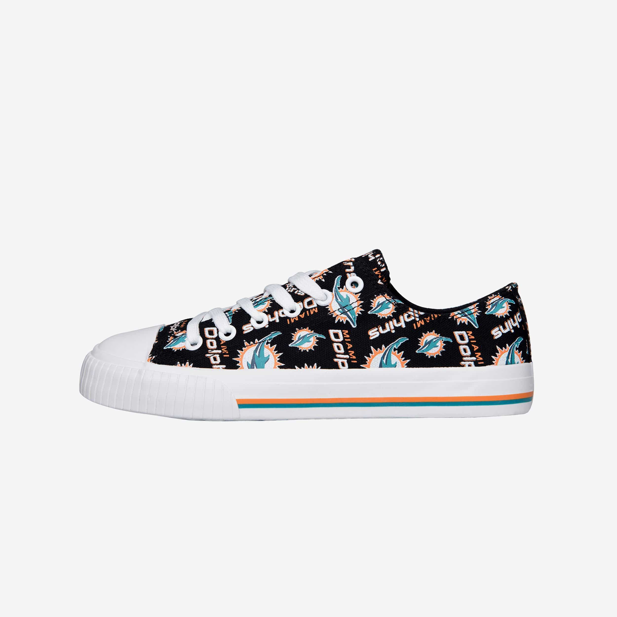 Miami Dolphins Womens Low Top Repeat Print Canvas Shoe