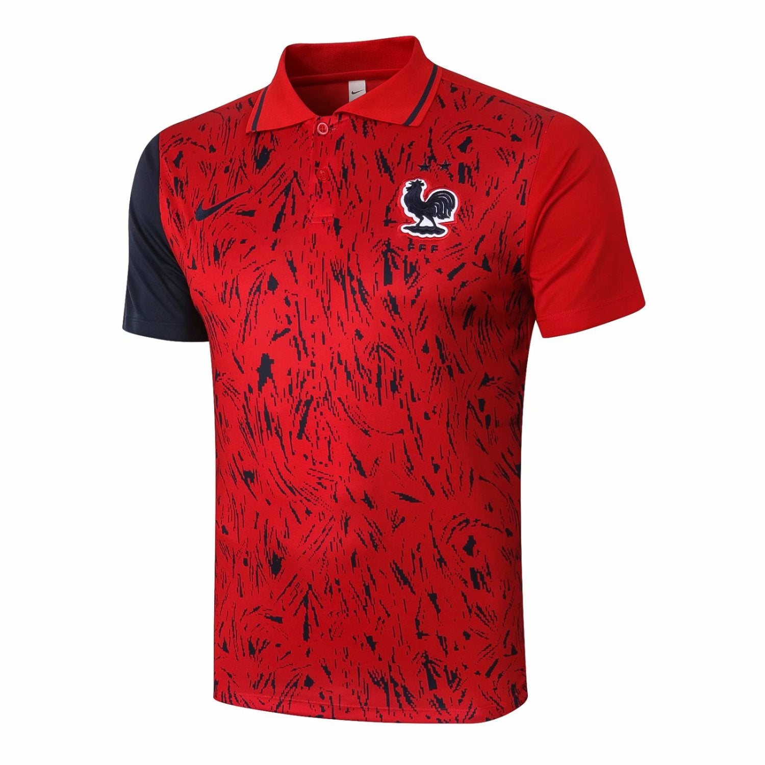 Mens France Polo Shirt Red - Black 2020/21