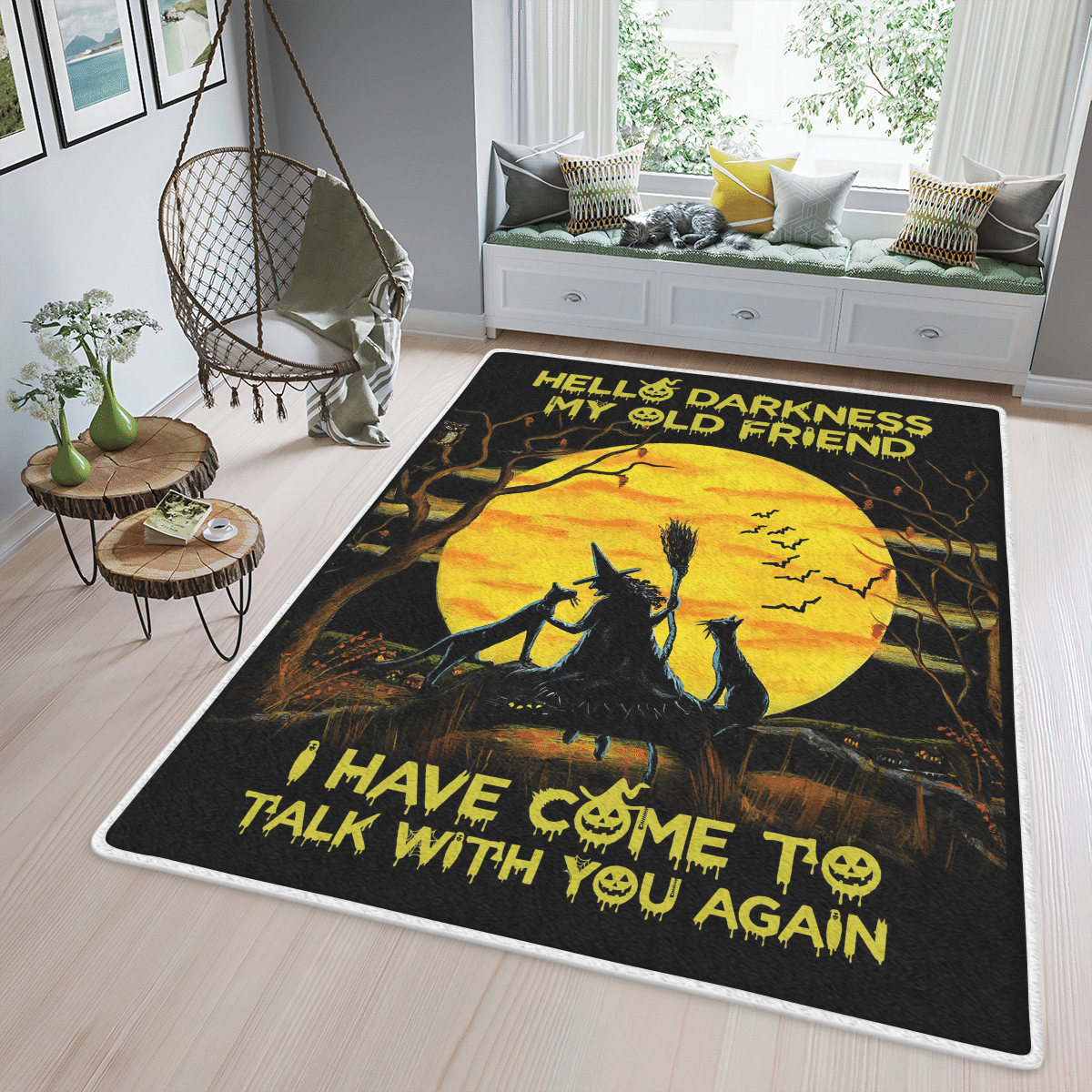 Wooni Cats And Witch – Halloween Area Rug, Rectangle Rug Wn03032214