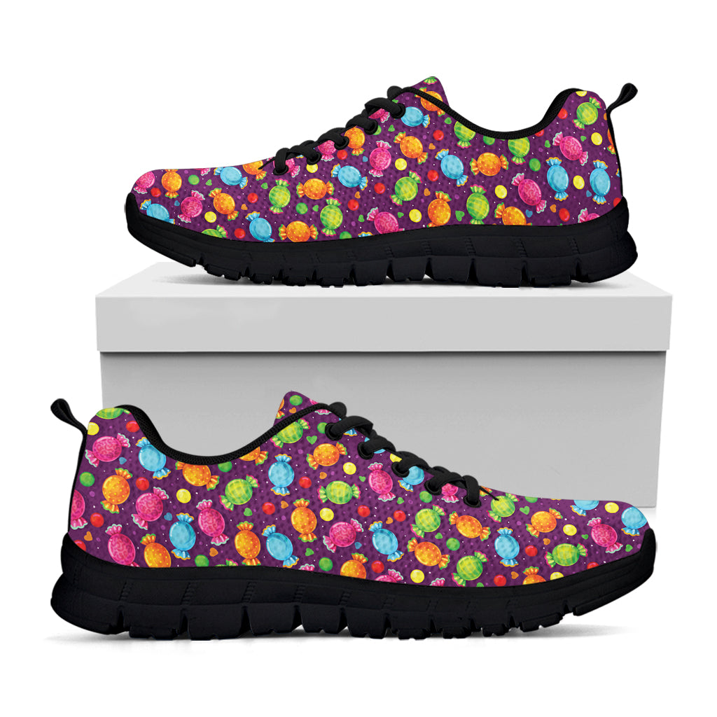 Sweet Candy Pattern Print Black Sneakers