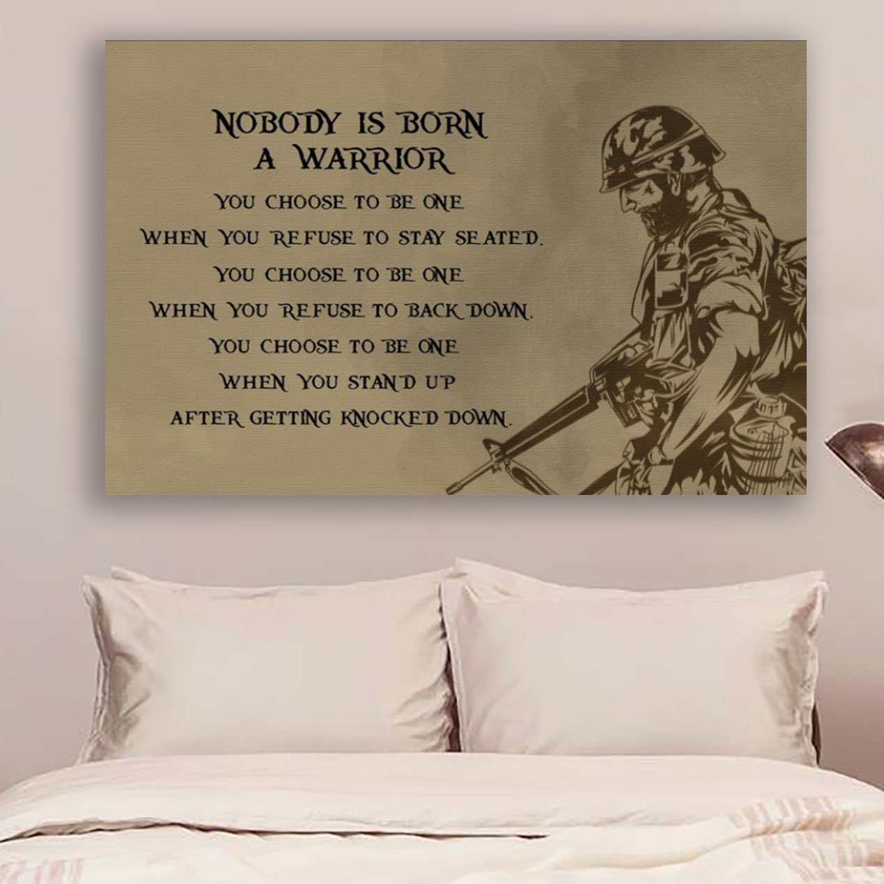 soldier Canvas and Poster nobody is born a warrior wall decor visual art