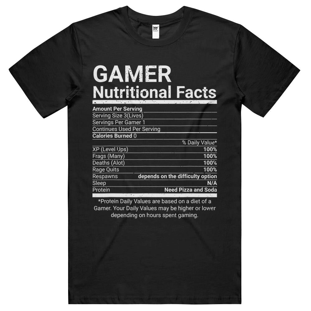 Nutritional Facts Shirt, Gamer Nutrition Facts Shirt, Gamer Nutritional Facts Video Games Computer Nerd T Shirts