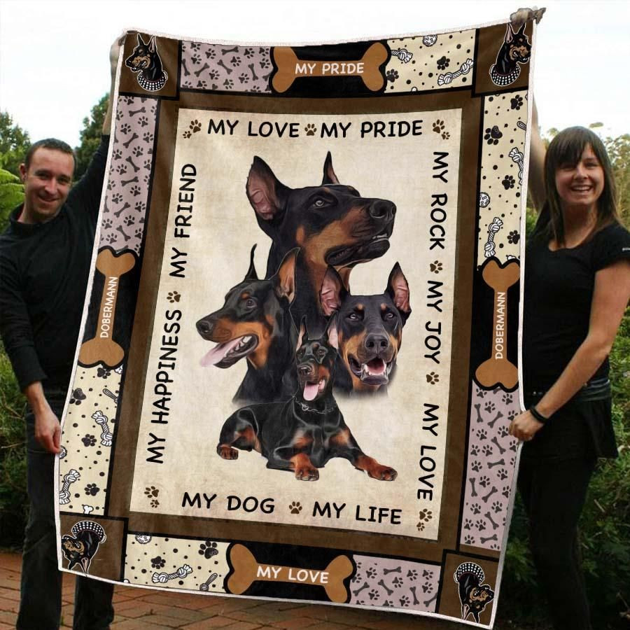 Dobermann Blanket, Christmas Gift, Dog Lover Blanket