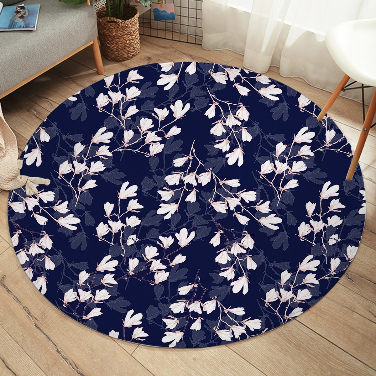 White Flower SW2241 Round Rug