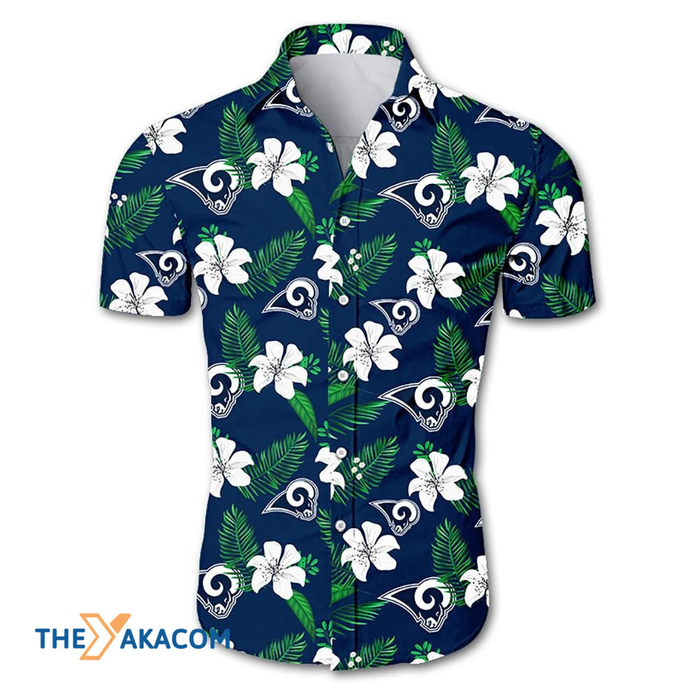 Los Angeles Rams Nfl Team Floral Gift For Fan Button Up Shirt Short Sleeve Hawaii Ha52208