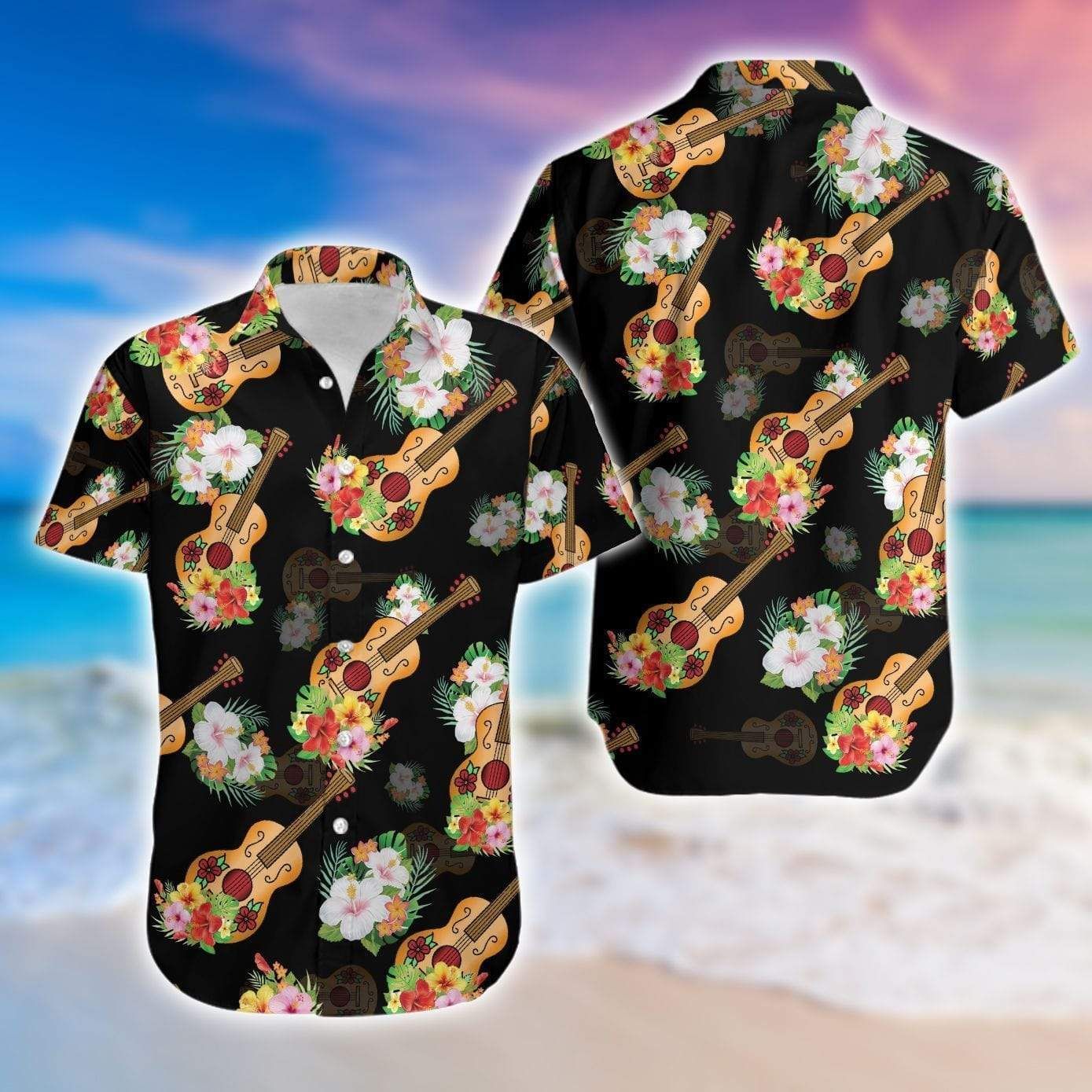 Buy Guitar Vihuela Mexican Culture Tropical Unisex Hawaii Aloha Shirts Ha110482