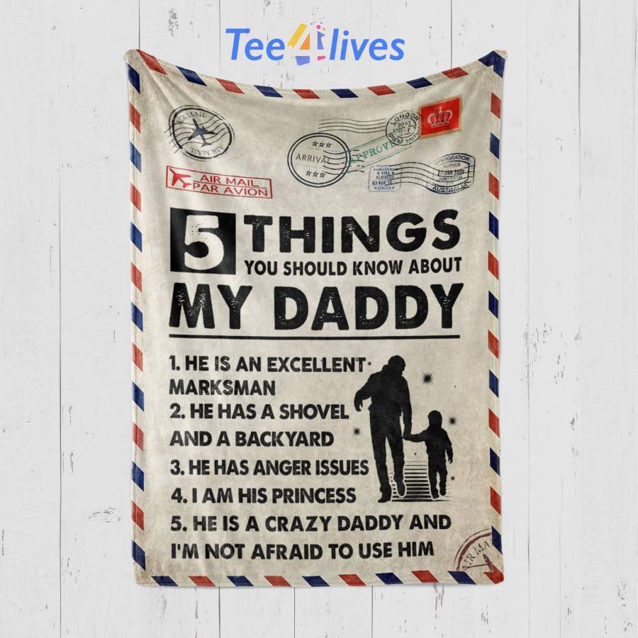 Custom Blanket Personalized Letter 5 Things About My Daddy Blanket – Gift for Daddy