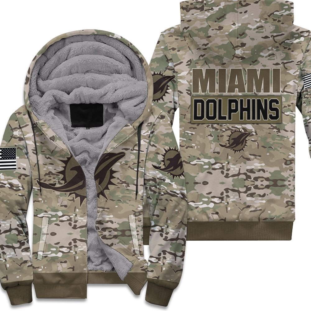 Dolphins Camoflage Pattern 3D Jersey Fleece Hoodie