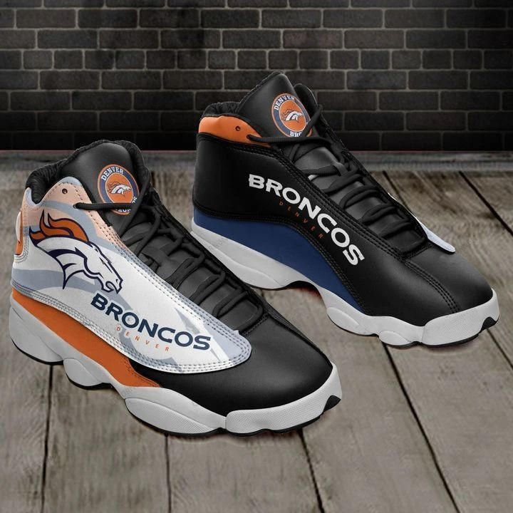 Denver Broncos Football Team Logo Design Air Jordan 13 Printing Shoes Sneaker