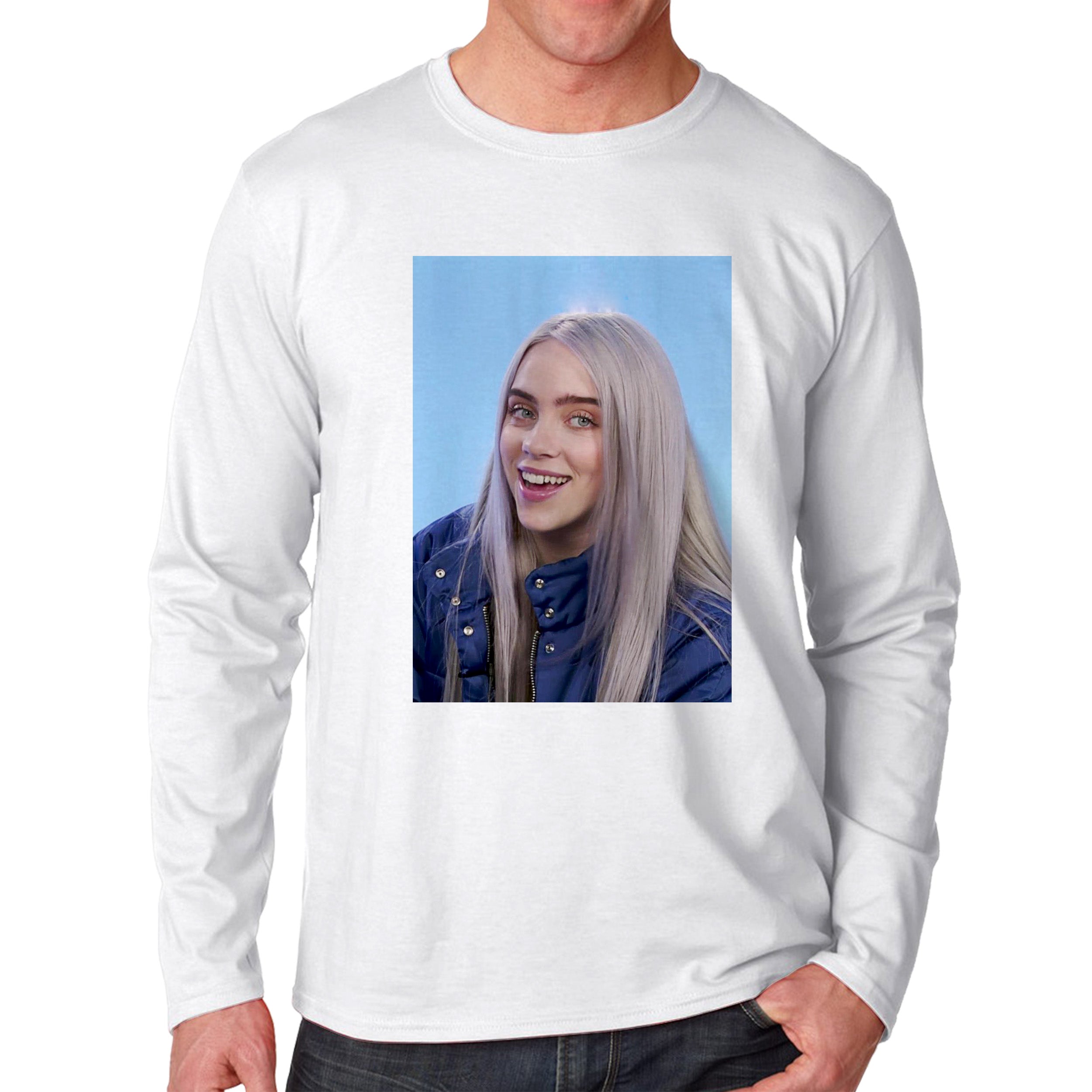 Billie Eilish Smile Cute Unisex Long Sleeve T-Shirt Tee | Hoody Greeny