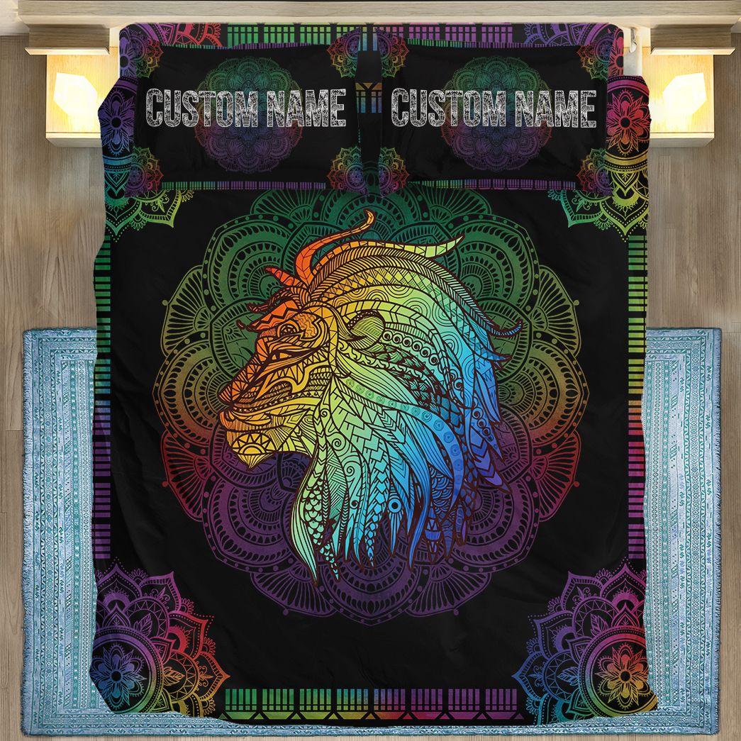 Casespring 3D Colorful Lion Mandala Custom Name Bedding Set