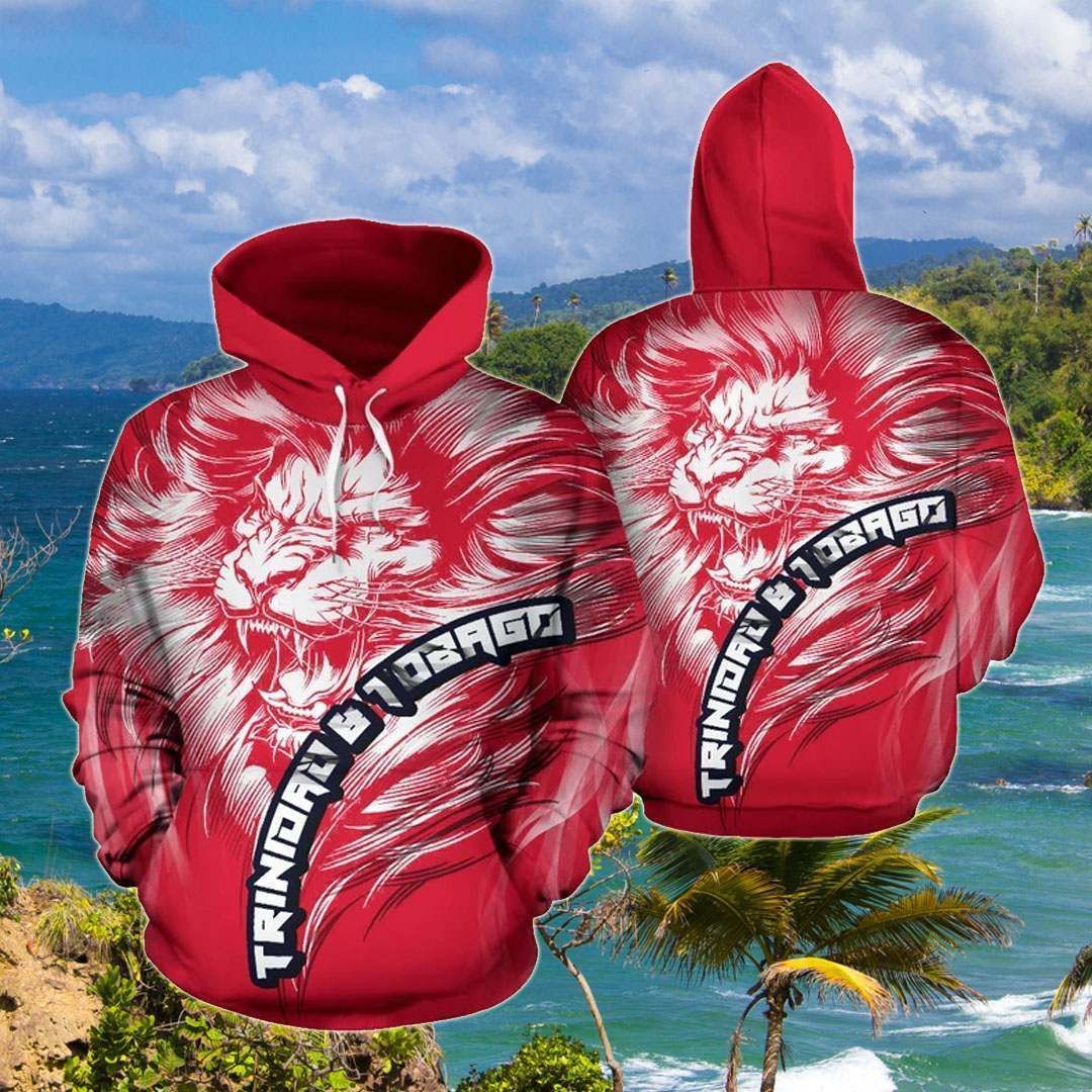 Trinidad And Tobago Lion Red Cool 3D Printed Sublimation Hoodie Hooded Sweatshirt Comfy Soft And Warm For Men Women S To 5Xl Ctc17012513