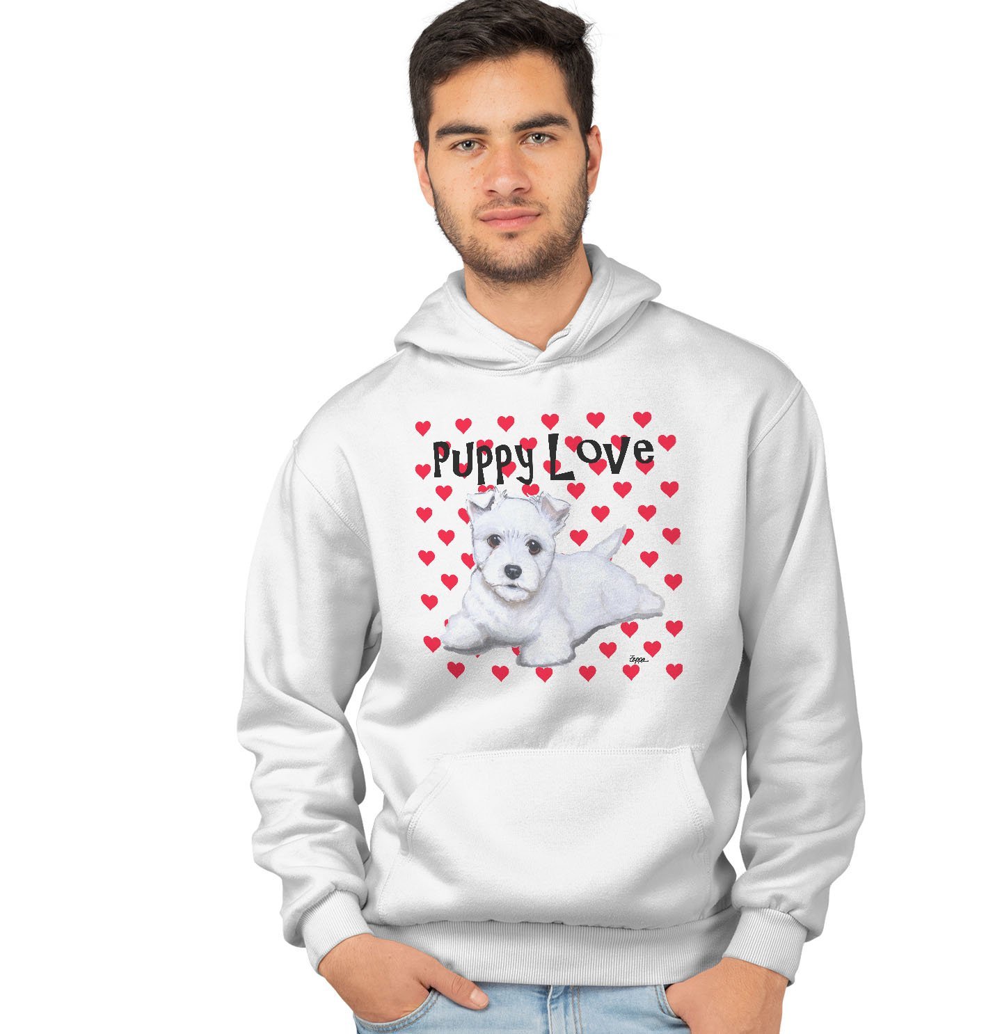 Westie Puppy Love – Adult Unisex Hoodie Sweatshirt