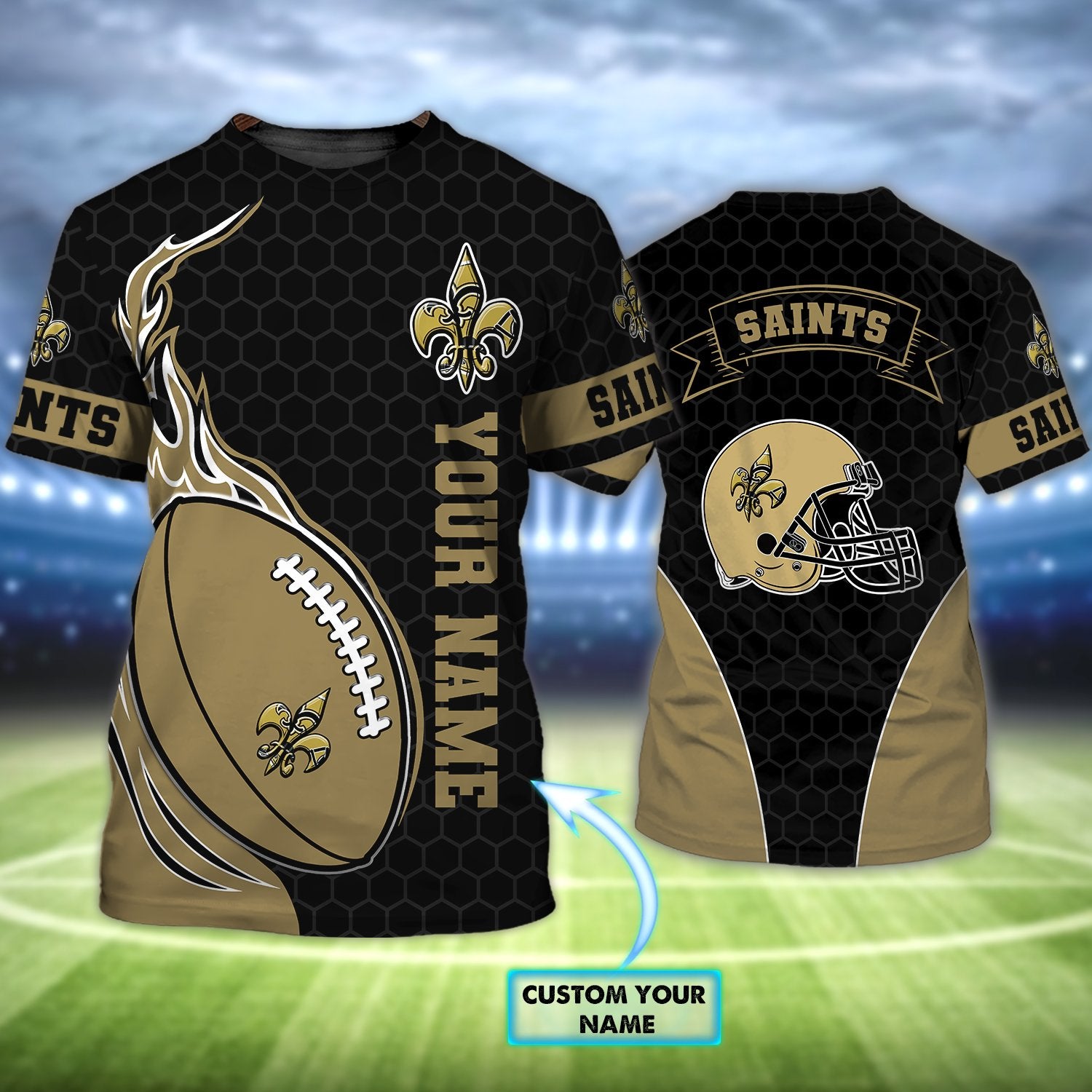 New Orleans Saints – Personalized Name 3D Tshirt 01- Co98