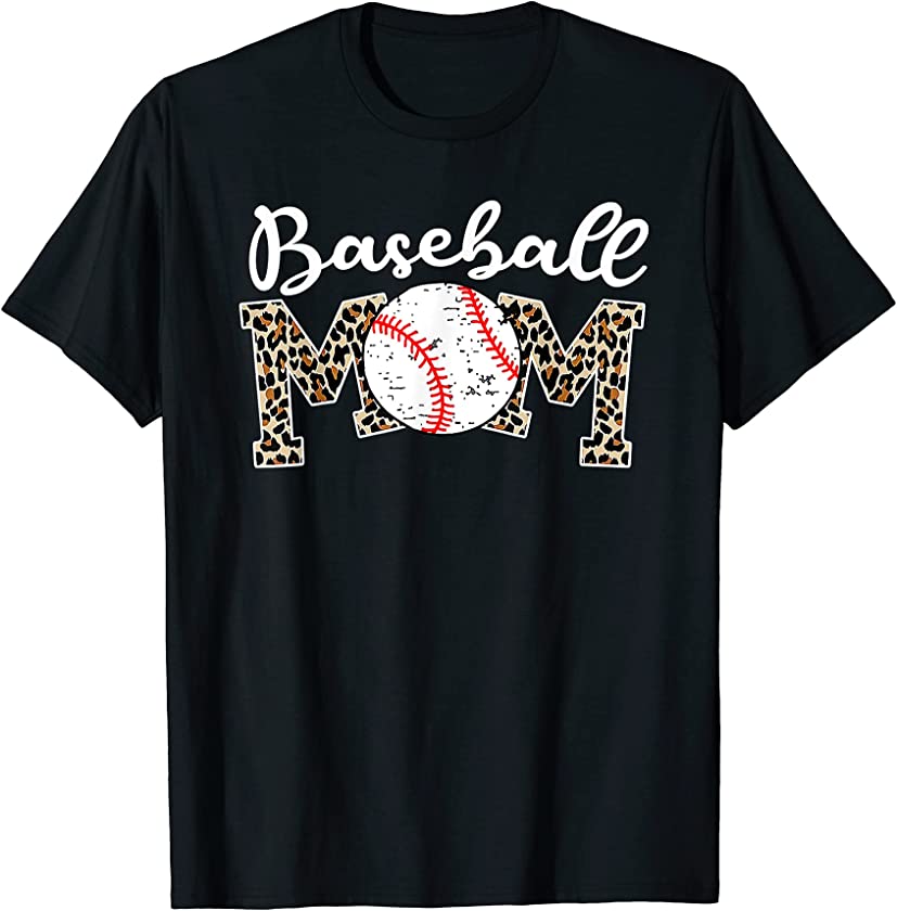 Softball Baseball Mom Leopard Tee Mother’s Day T-Shirt