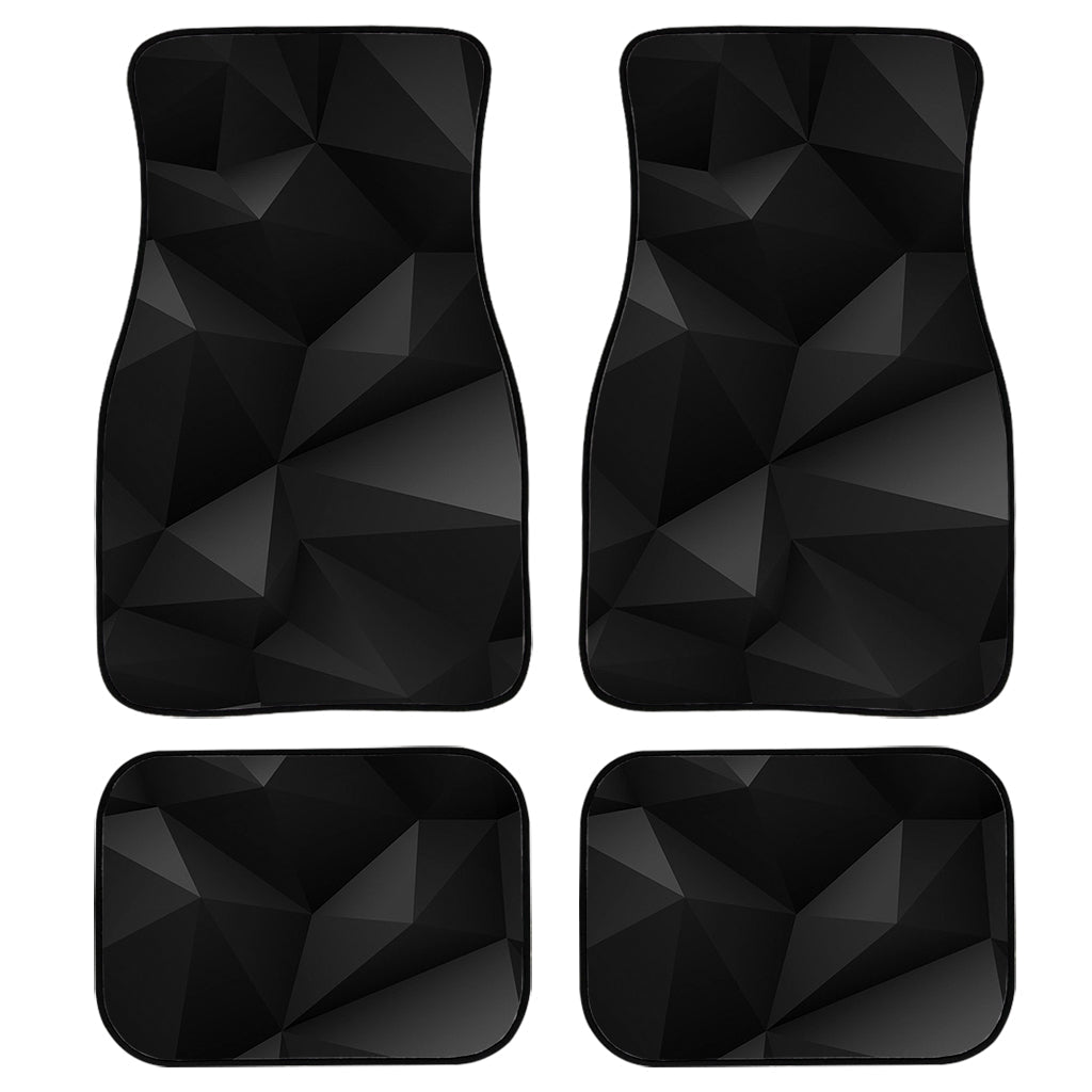 Black Polygonal Geometric Print Front And Back Car Floor Mats, Front Car Mat