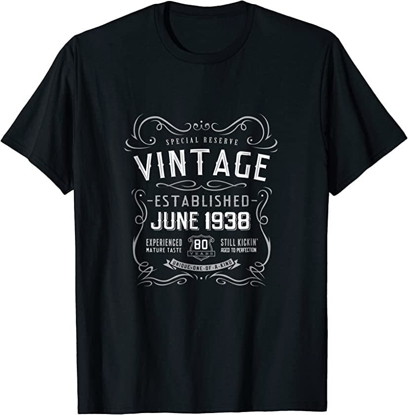 80th Birthday Funny June 1938 Vintage Retro Label T-Shirt