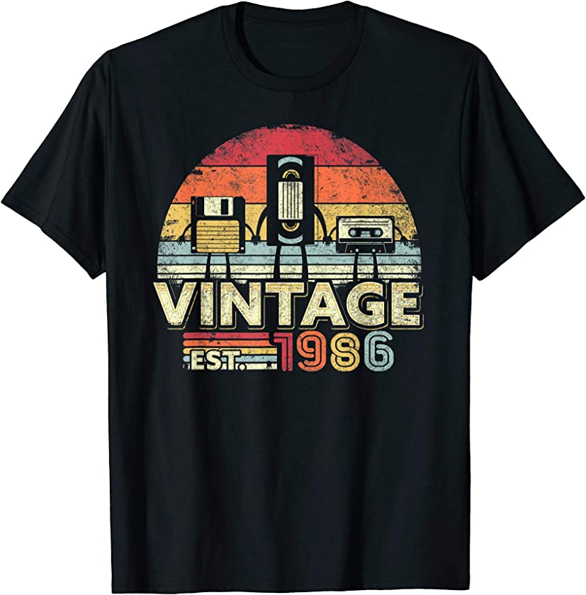 1986 Shirt. Vintage Birthday Gift, Funny Music, Tech Humor T-Shirt