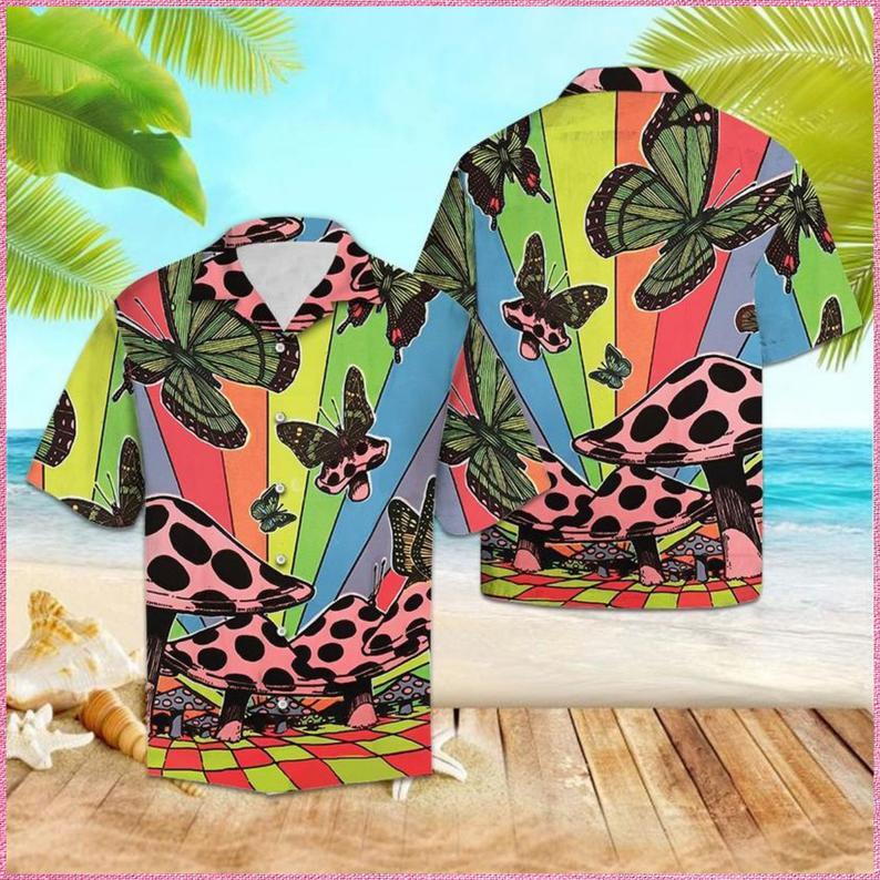 Butterflies And Mushrooms Hawaii Shirt For Men Women Ha72603