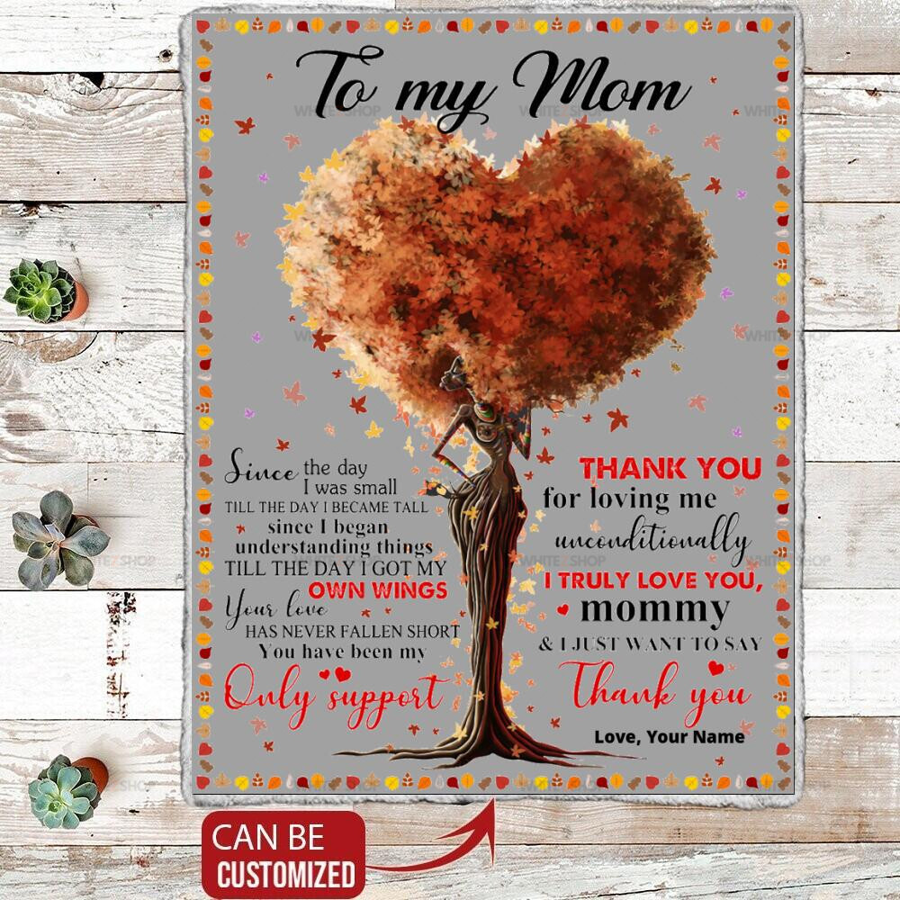 Customize Blanket Heart Tree For Mom – Mother’S Day Blanket To My Mom – Since The Day I Small – Gift For Black Mom