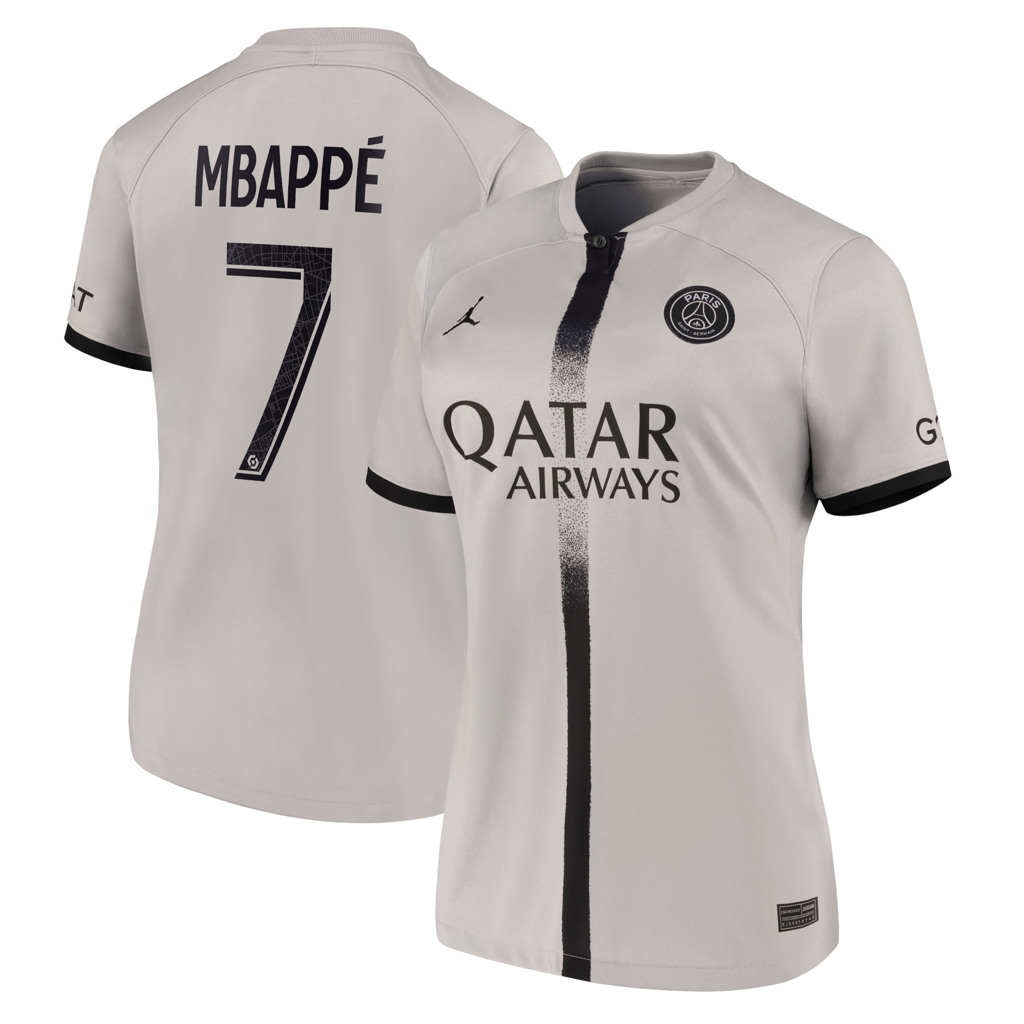 Kylian Mbappé Paris Saint-Germain Women's 2022/23 Away Breathe Stadium Replica Player Jersey – Black