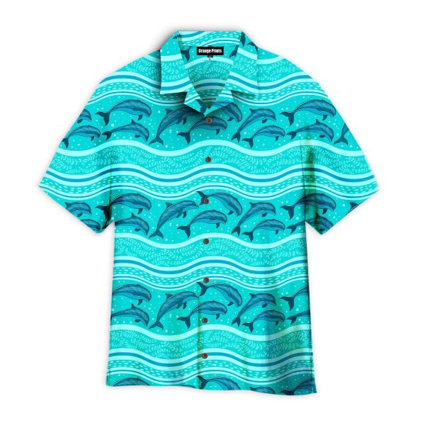 A Flock Of Dolphins In The Sea Pattern Hawaii Shirt For Men Women Ha13897