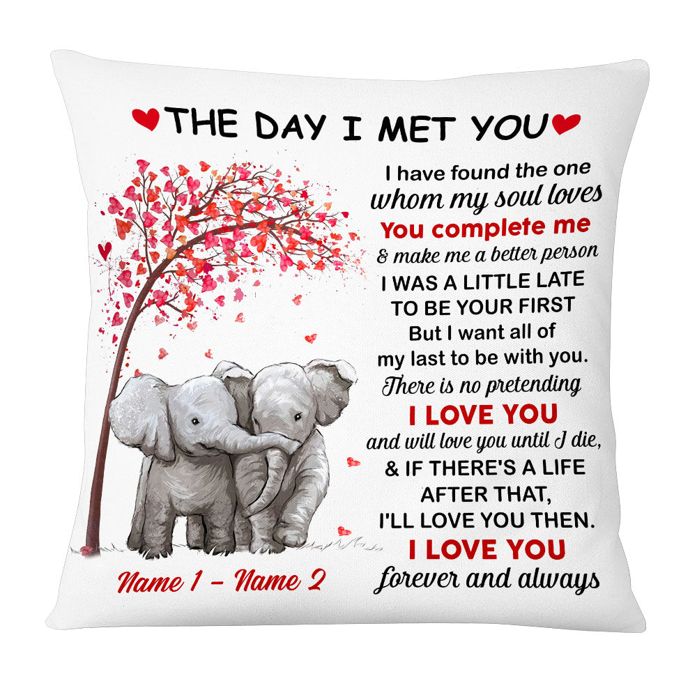 Personalized Elephant Couple The Day I Met You Pillow Jr274 85O53