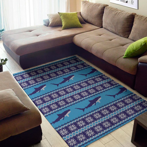 Shark Knitted Pattern Print Area Rug