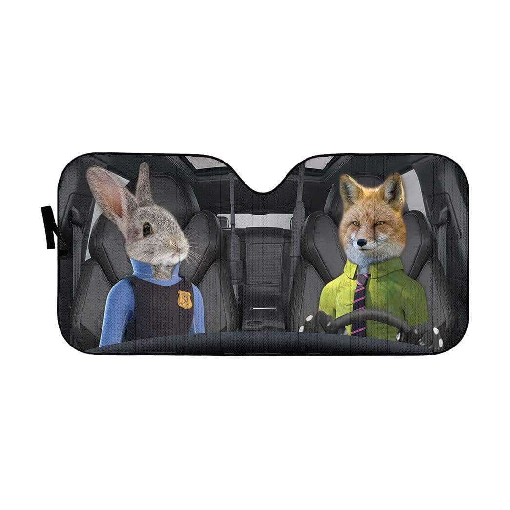 Gearhumans 3D Fox And Rabbit Zootopia Custom Car Auto Sunshade