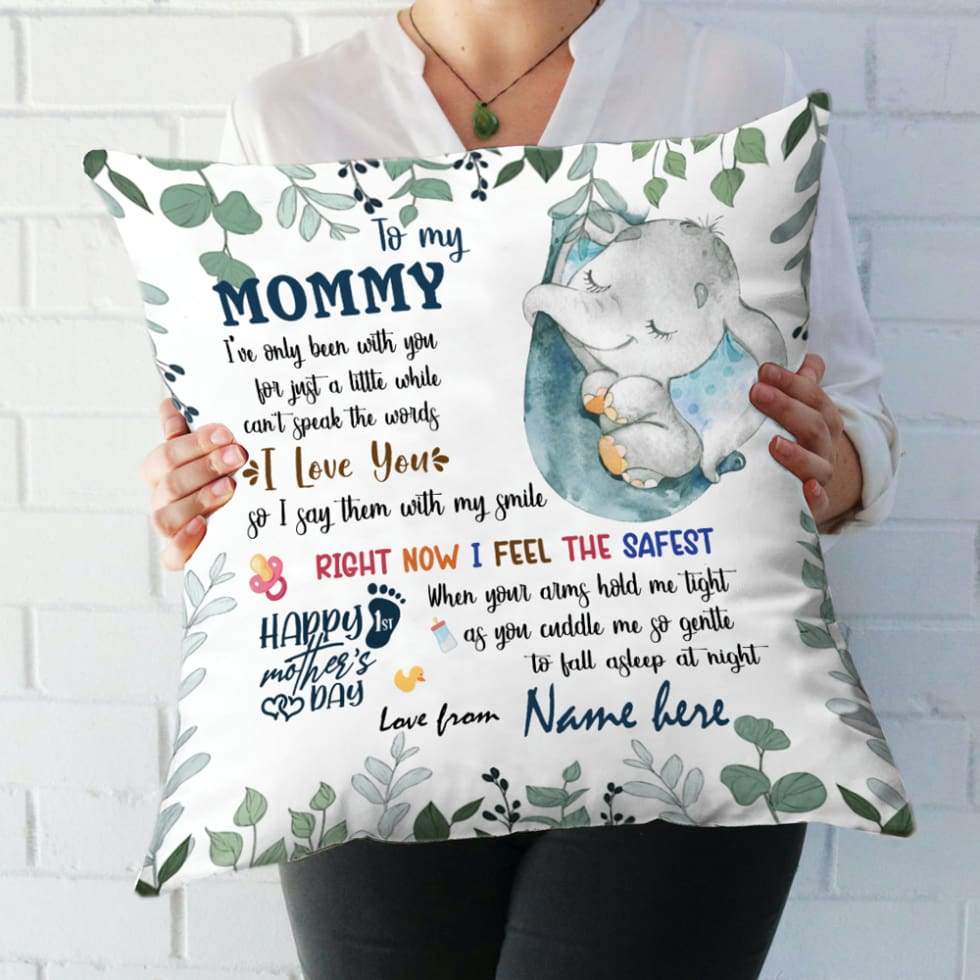 Canvas Pillow – Elephant Personalized Gift For Mom Feel The Safest Pillow