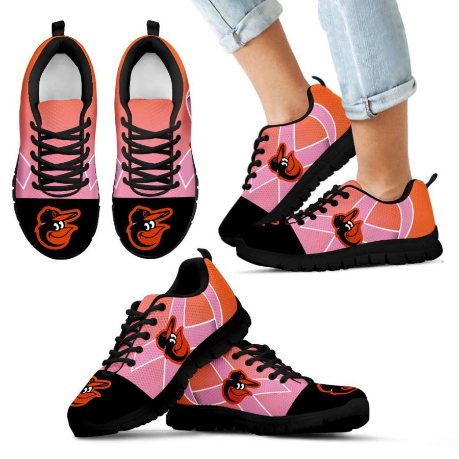 Baltimore Orioles Cancer Pink Ribbon Sneakers