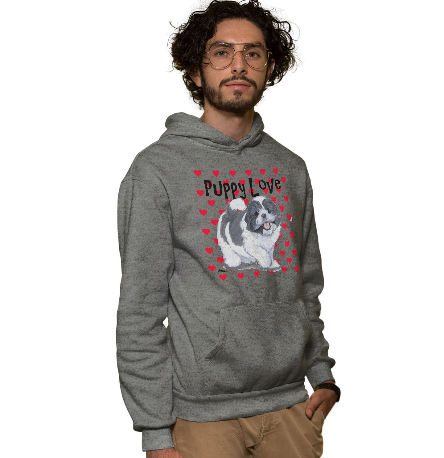 Shih Tzu Puppy Love – Adult Unisex Hoodie Sweatshirt