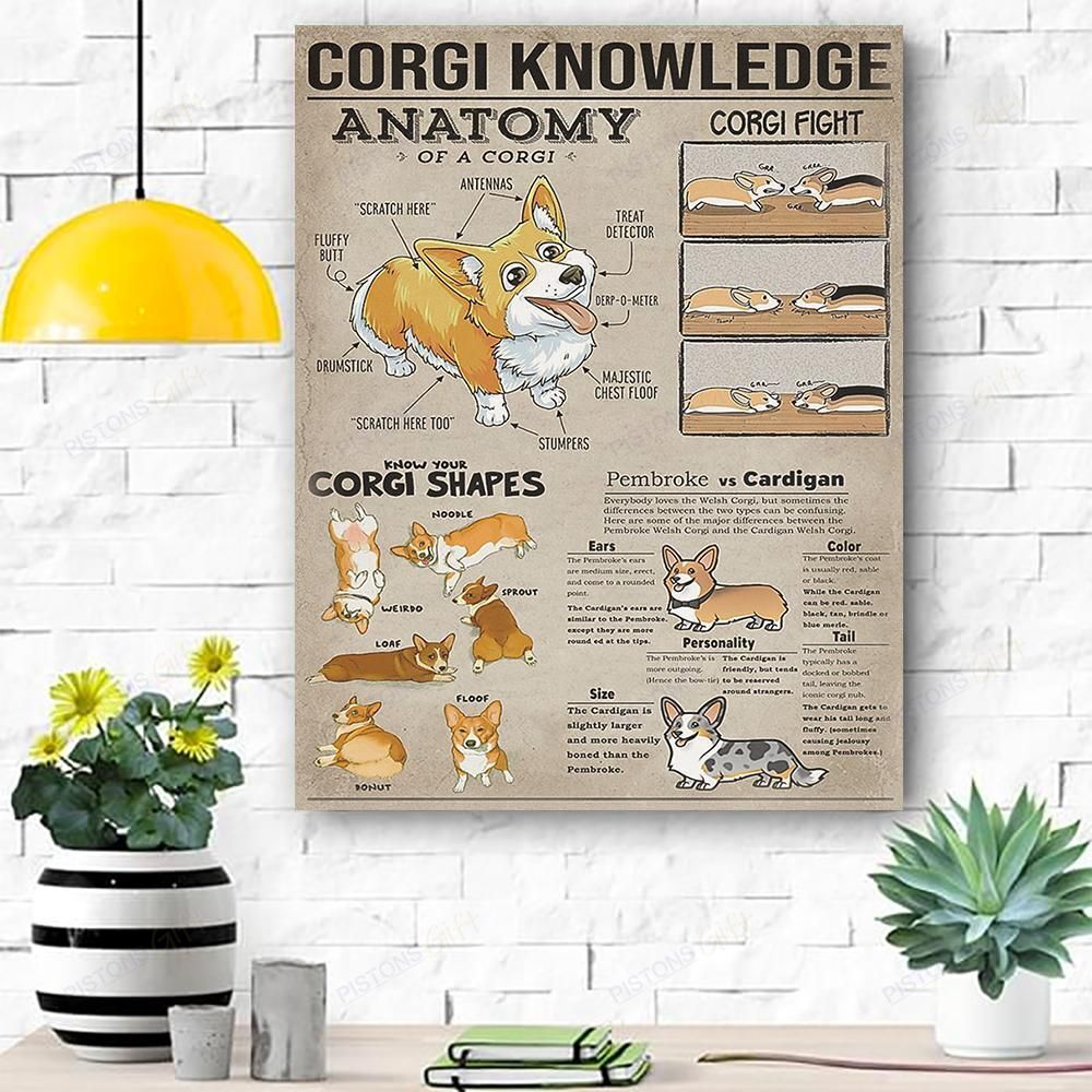 Canvas Gift For Dog Lovers – Corgi Knowledge – Matte Canvas