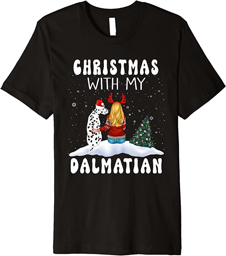 Christmas With My Dalmatian Dog Puppy Funny Xmas Premium T-Shirt