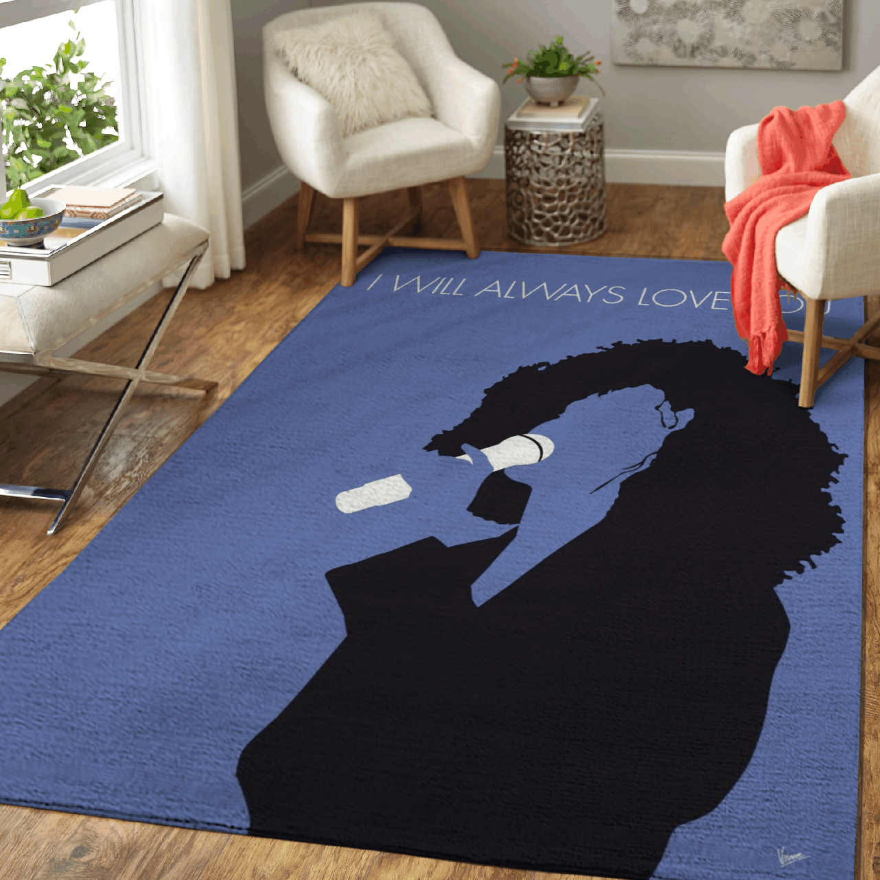 Whitney Houston American Singer – I Will Always Love You Art Area Rug