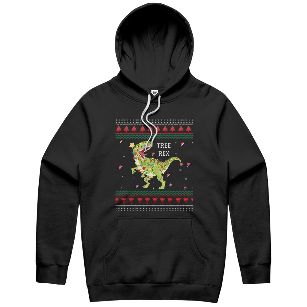 Tree Rex Trex Dinosaur Light Ugly Christmas Sweater Pajamas Hoodie