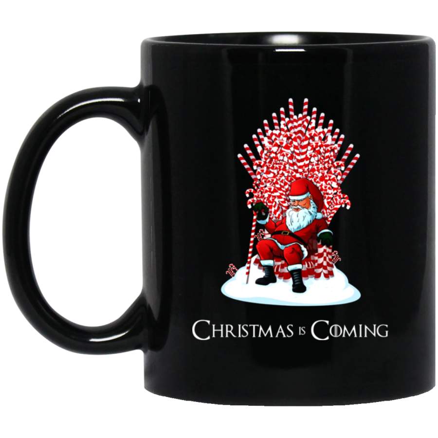 Christmas Is Coming Santa Candy Cane Throne 11 oz Mug